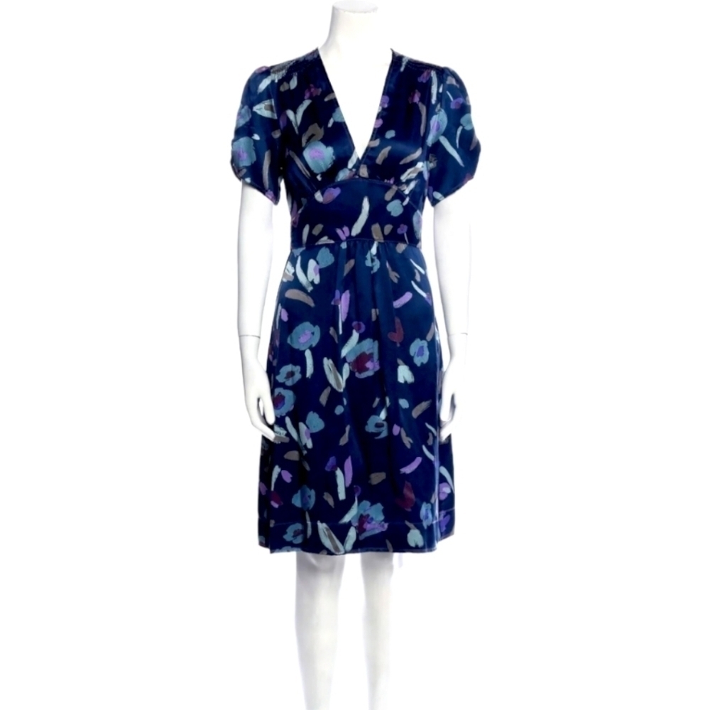 Essential Antwerp Blue Silk Print A-Line Dress